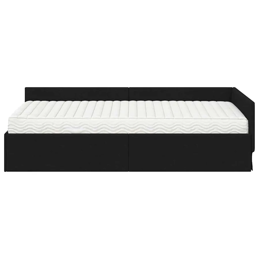 Cadre de lit d'angle avec matelas Autre 2 pcs Noir tissu - 6