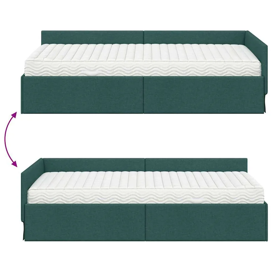 Cadre de lit d'angle avec matelas Autre 2 pcs Vert tissu - 12