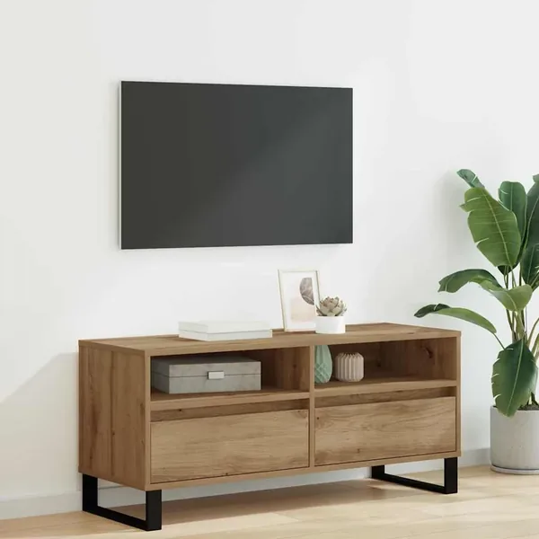 Meuble TV 100 x 34,5 x 44,5 cm Chêne artisanal