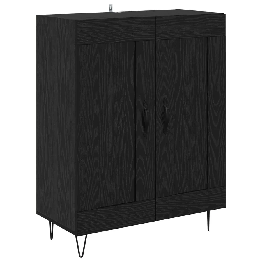 Buffet Chêne noir 69,5 x 34 x 90 cm Bois d'ingénierie et fer - 2