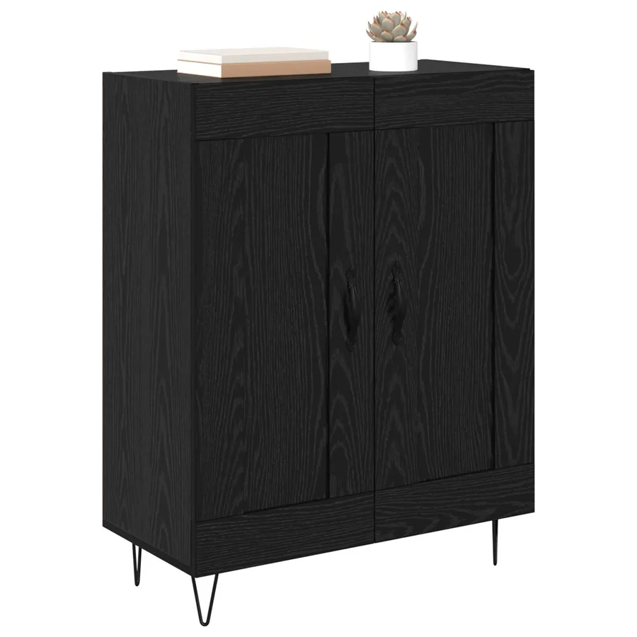 Buffet Chêne noir 69,5 x 34 x 90 cm Bois d'ingénierie et fer - 3