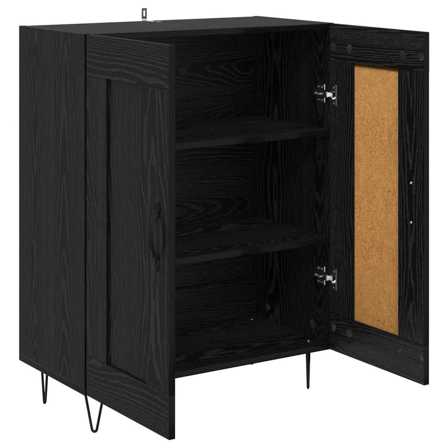 Buffet Chêne noir 69,5 x 34 x 90 cm Bois d'ingénierie et fer - 5