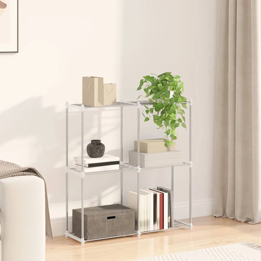 Étagère tubulaire avec stockage Blanc 86 x 27 x 90 cm Aluminium