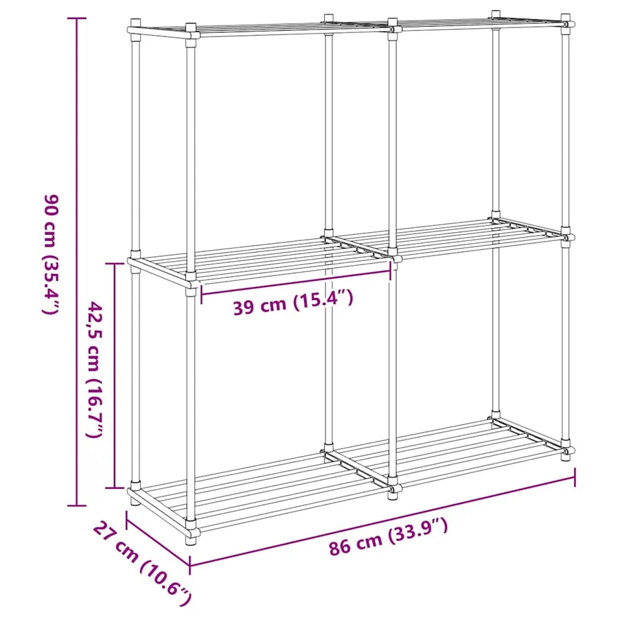 Étagère tubulaire avec stockage Blanc 86 x 27 x 90 cm Aluminium - 10