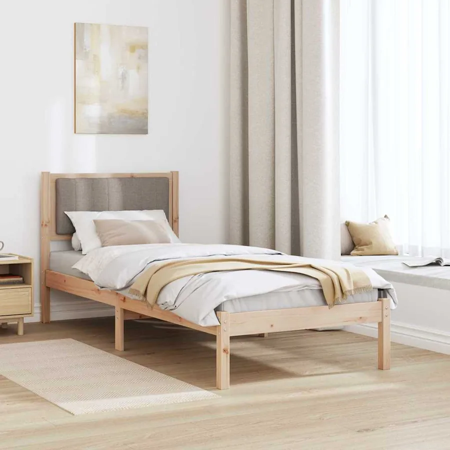 Cadre de lit avec tête de lit rembourrée Taupe 75 x 190 cm - 4