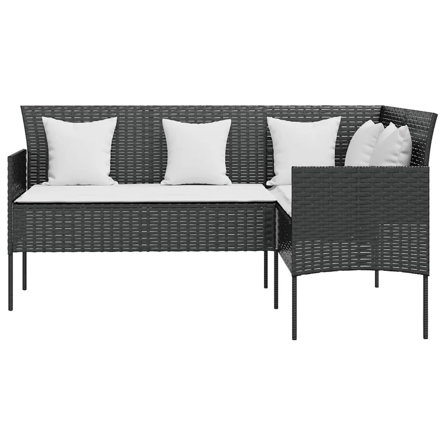 Ensemble de canapés en L 5pcs avec coussins résine tressée noir - 4