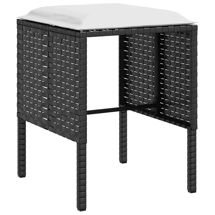 Ensemble de canapés en L 5pcs avec coussins résine tressée noir - 7