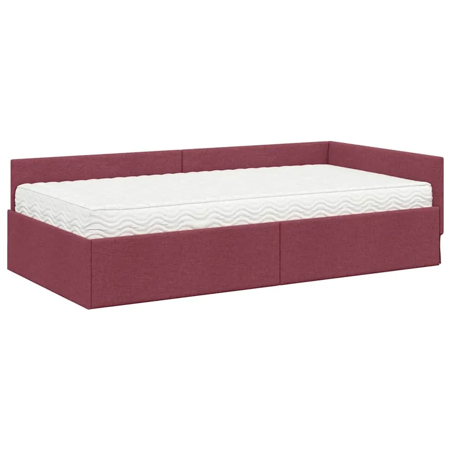 Cadre de lit d'angle avec matelas Autre 2 pcs Gris tissu - 4