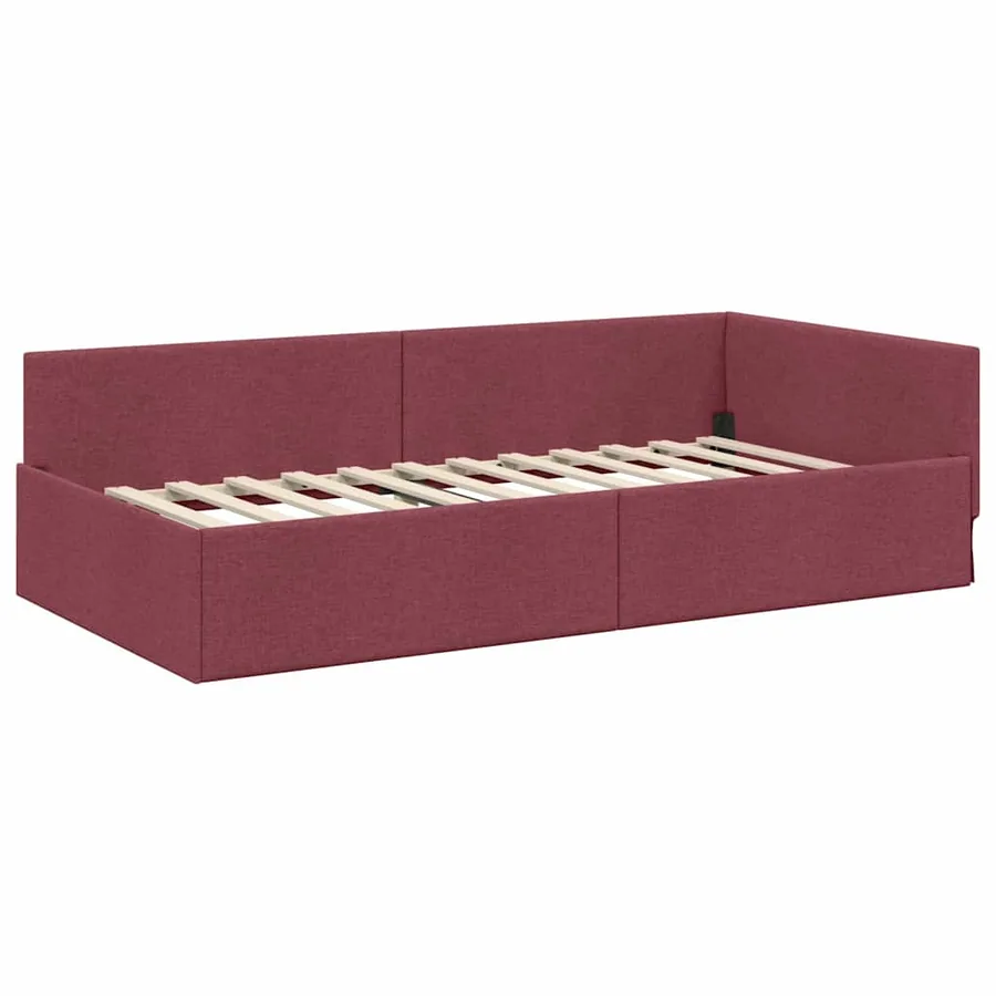 Cadre de lit d'angle avec matelas Autre 2 pcs Gris tissu - 6