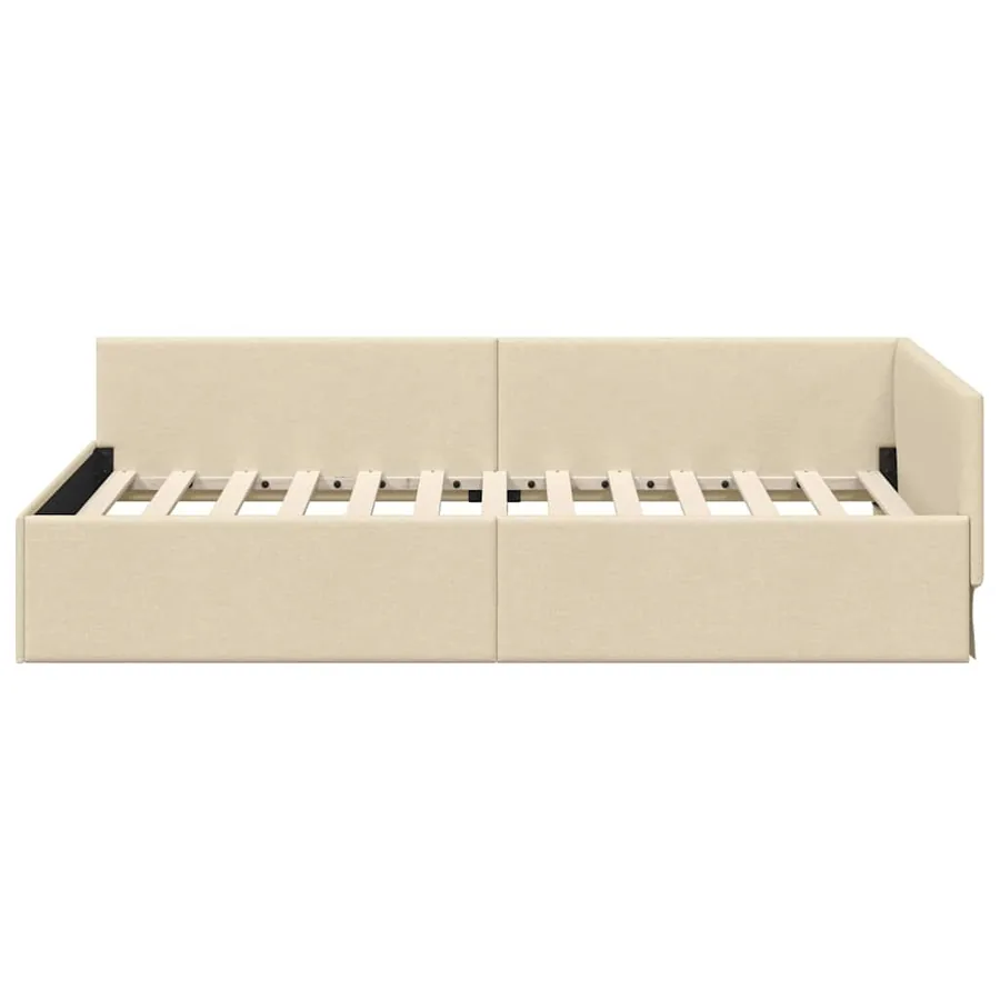 Cadre de lit d'angle Crème 80 cm x 200 cm tissu - 5