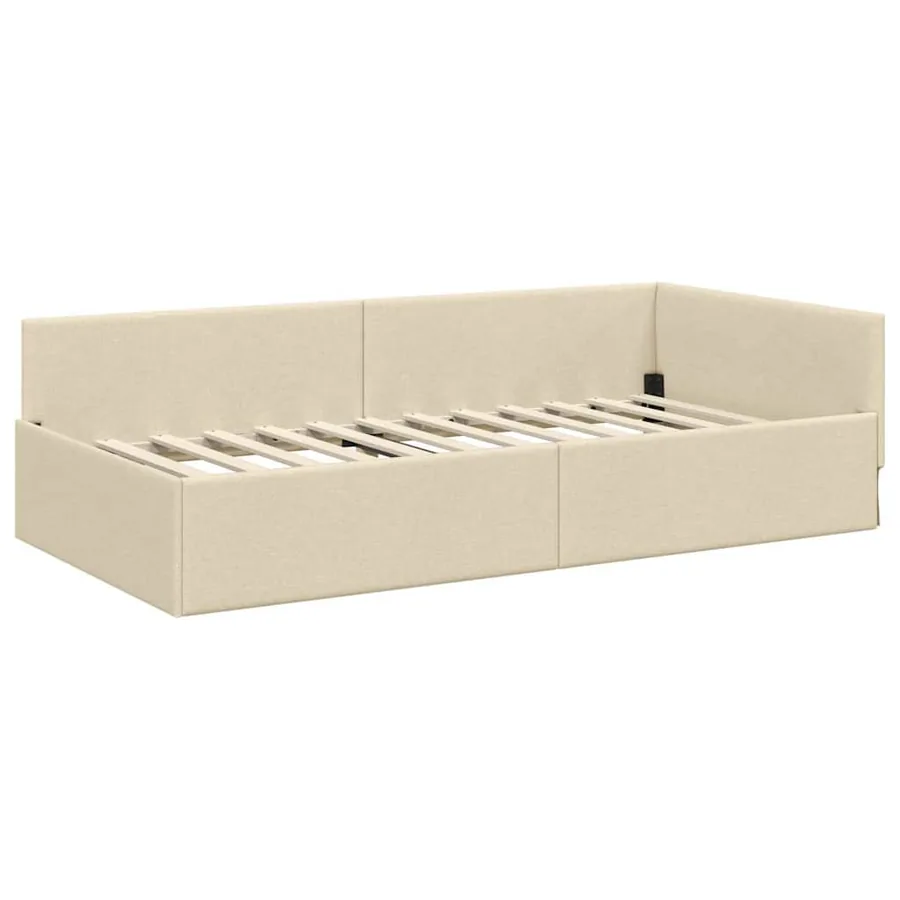 Cadre de lit d'angle avec matelas Autre 2 pcs Crème tissu - 6
