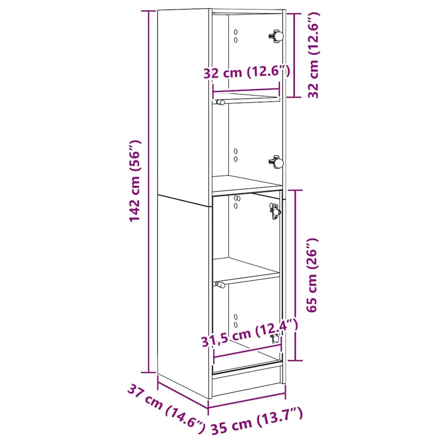 Haut Armoire Chêne artisanal 35 x 37 x 142 cm Bois d'ingénierie - 14