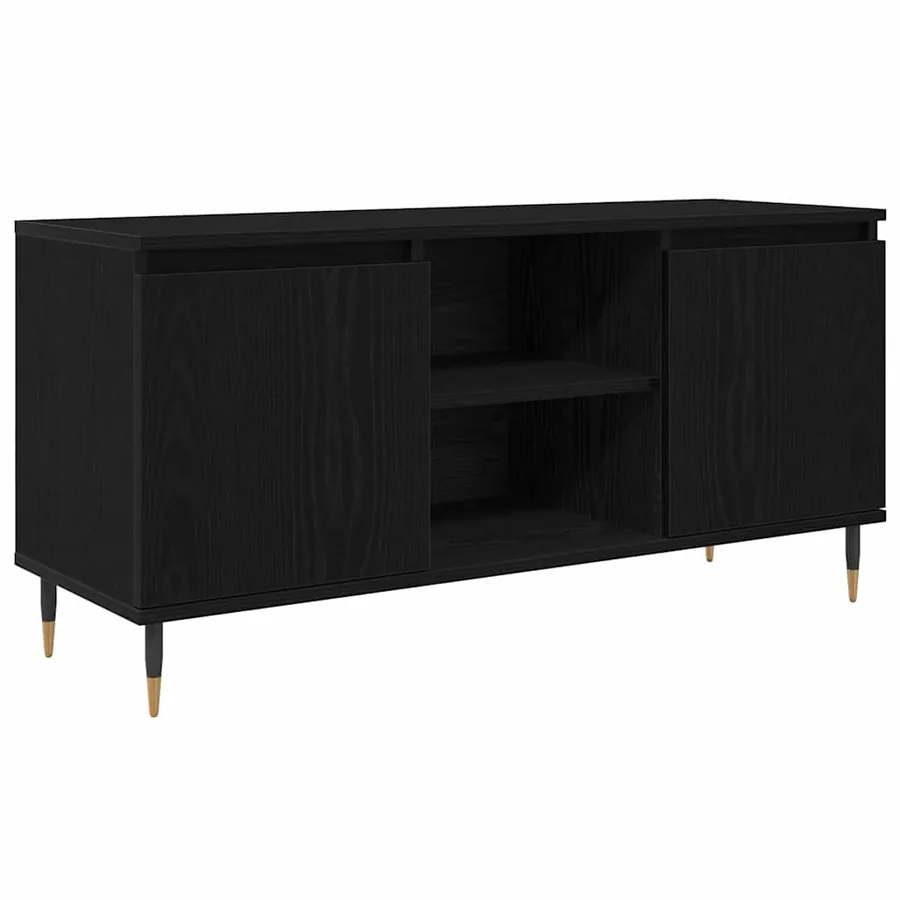 Meuble TV Chêne noir 104 x 35 x 50 cm Bois d'ingénierie - 2