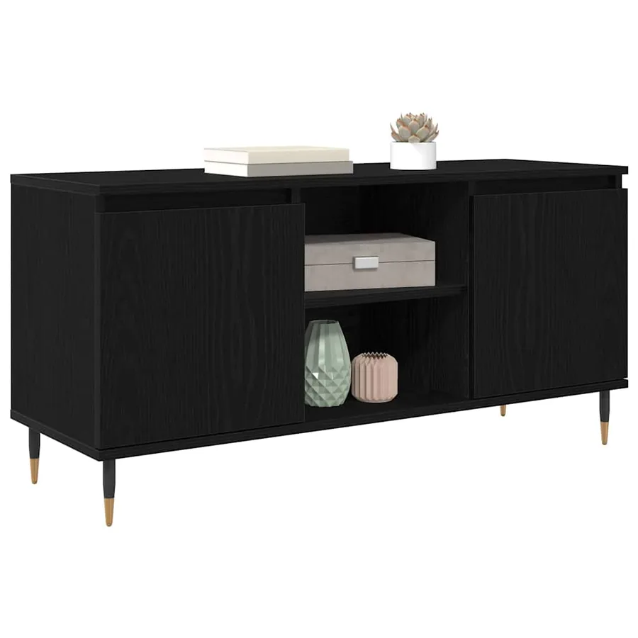 Meuble TV Chêne noir 104 x 35 x 50 cm Bois d'ingénierie - 3