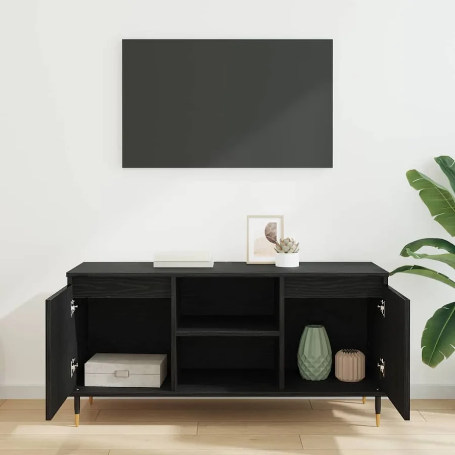 Meuble TV Chêne noir 104 x 35 x 50 cm Bois d'ingénierie - 4