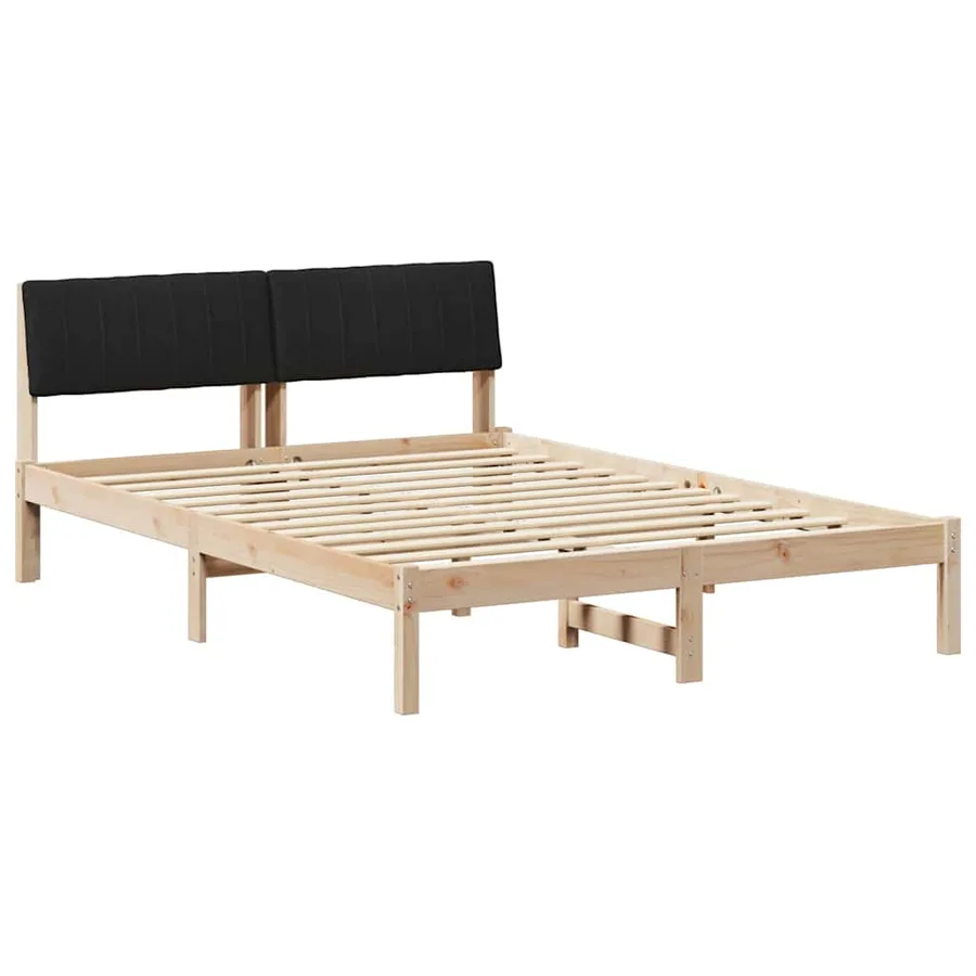 Cadre de lit Marron et noir 135 x 190 cm Bois massif en pin - 2