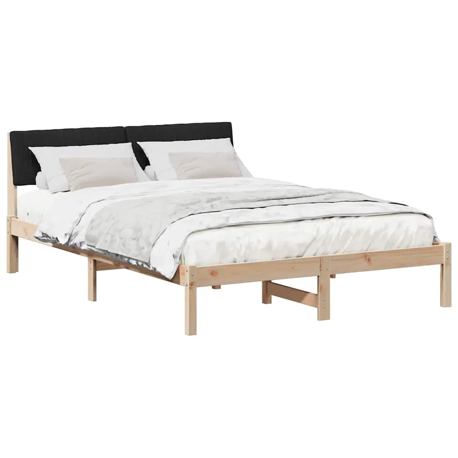 Cadre de lit Marron et noir 135 x 190 cm Bois massif en pin - 3