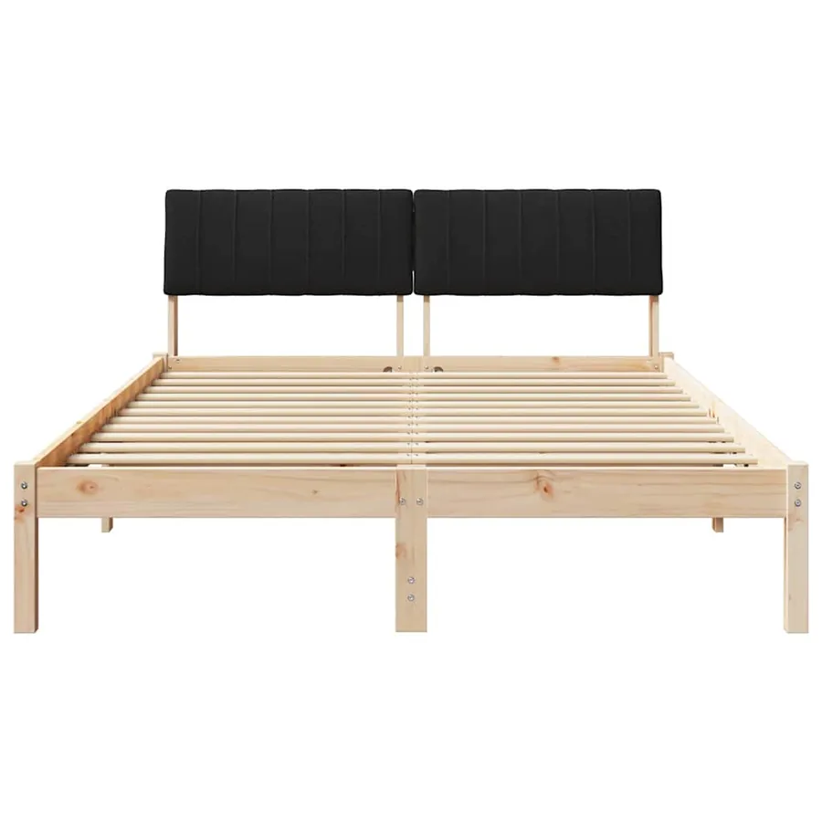 Cadre de lit Marron et noir 135 x 190 cm Bois massif en pin - 5