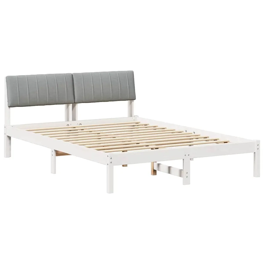 Cadre de lit avec tête de lit Blanc et gris clair 135 x 190 cm - 2