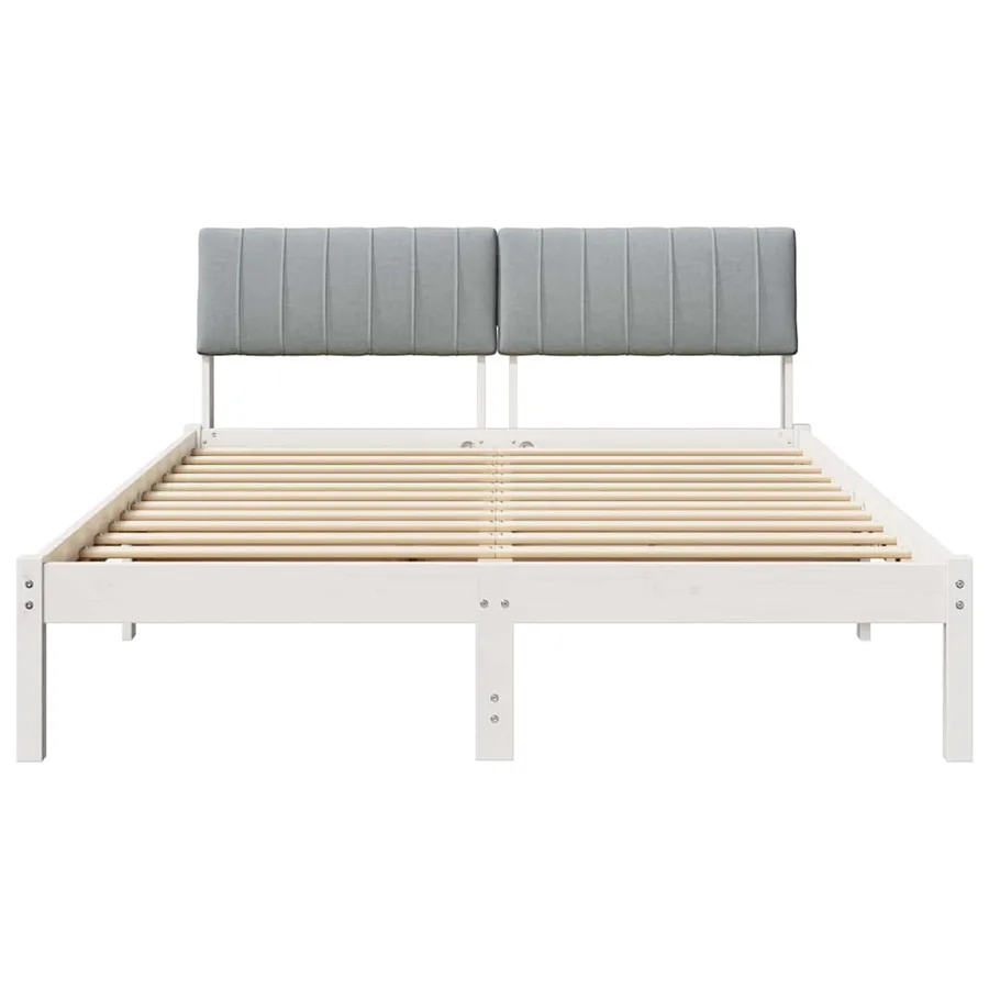 Cadre de lit avec tête de lit Blanc et gris clair 135 x 190 cm - 5