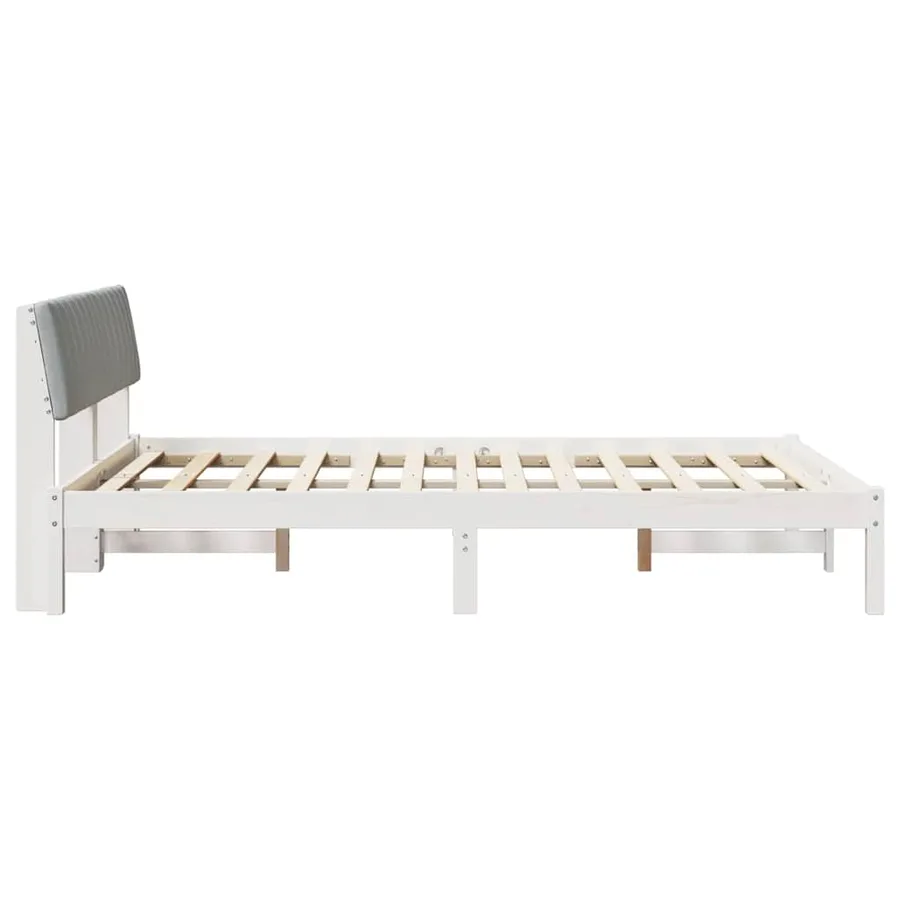 Cadre de lit avec tête de lit Blanc et gris clair 135 x 190 cm - 6