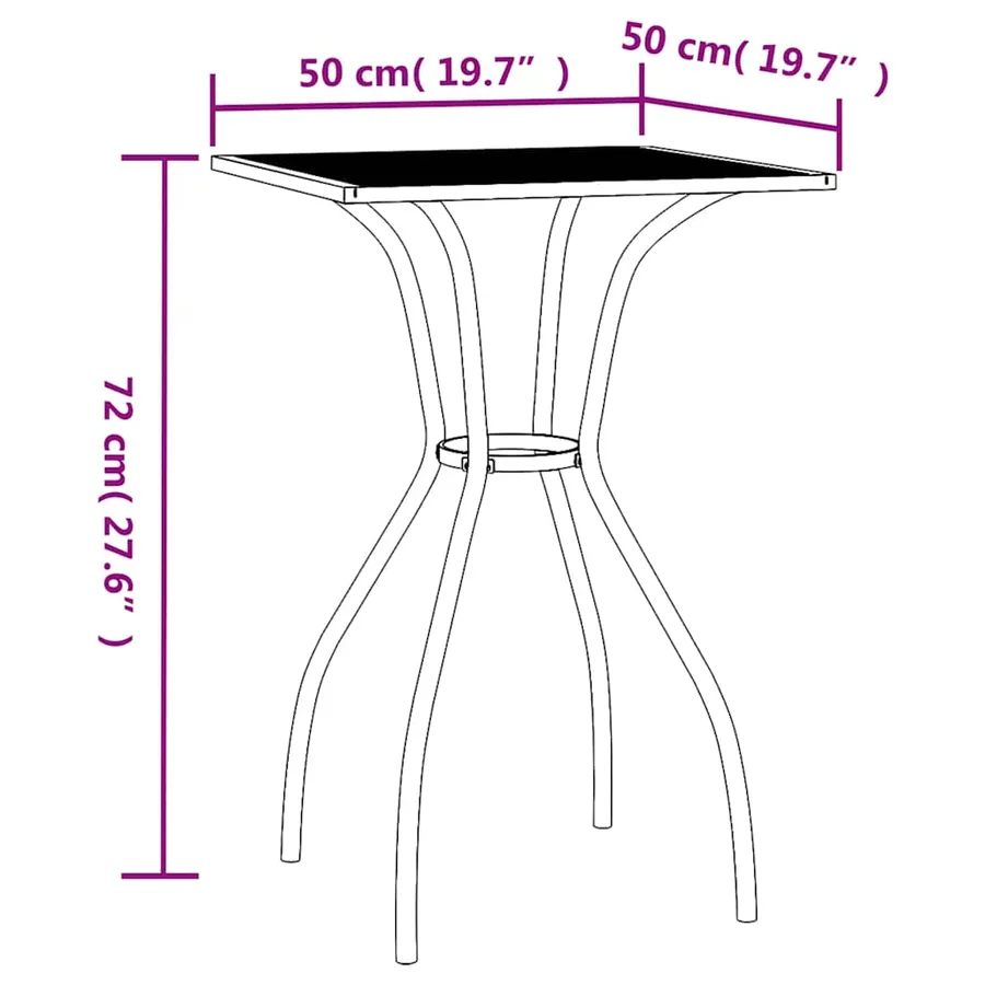 Table de jardin anthracite 50x50x72 cm treillis d'acier - 6