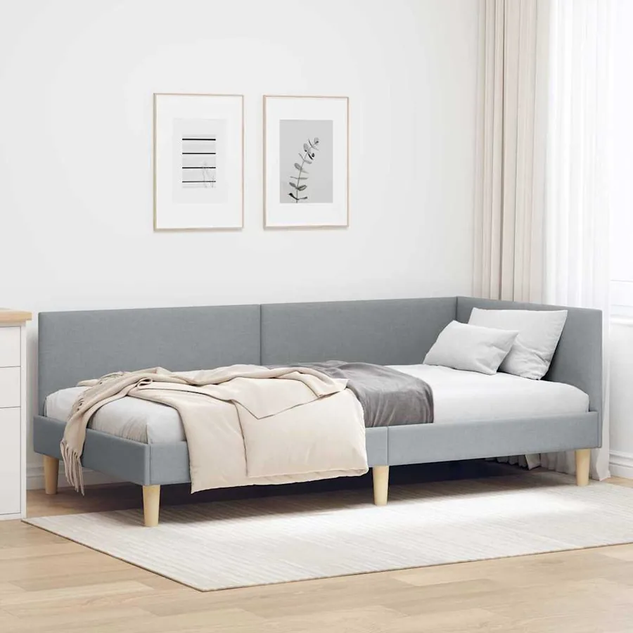 Cadre de lit d'angle Gris clair 100 cm x 200 cm