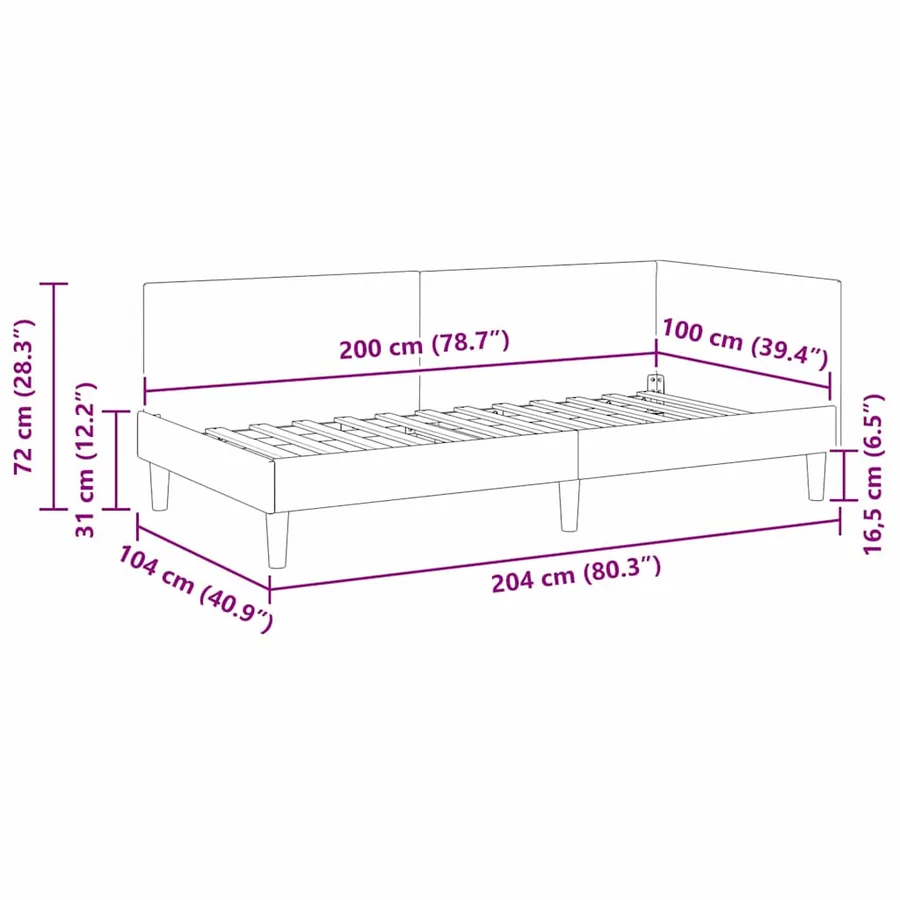 Cadre de lit d'angle Gris clair 100 cm x 200 cm - 11