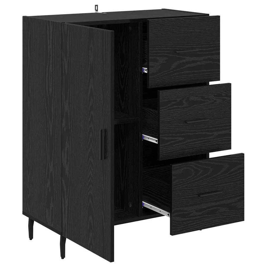 Buffet Chêne noir 69,5 x 34 x 90 cm Bois d'ingénierie et fer - 5