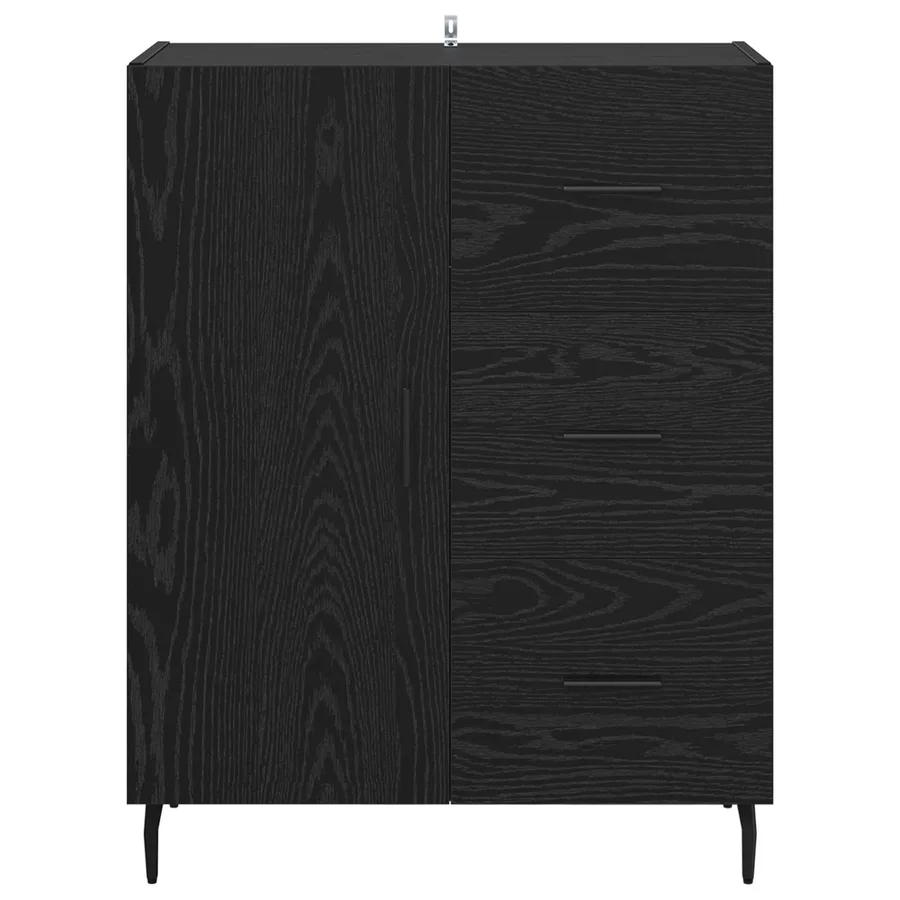 Buffet Chêne noir 69,5 x 34 x 90 cm Bois d'ingénierie et fer - 6