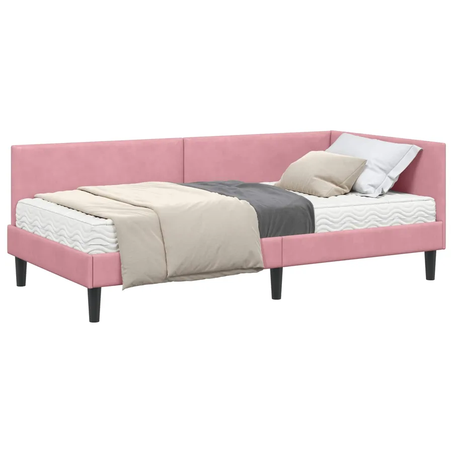 Cadre de lit d'angle avec matelas Autre 2 pcs Gris Velours - 2