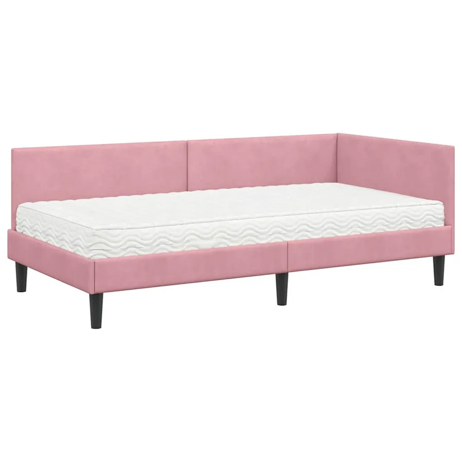 Cadre de lit d'angle avec matelas Autre 2 pcs Gris Velours - 4