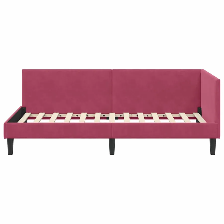 Cadre de lit d'angle Bordeaux 90 cm x 200 cm Velours - 5