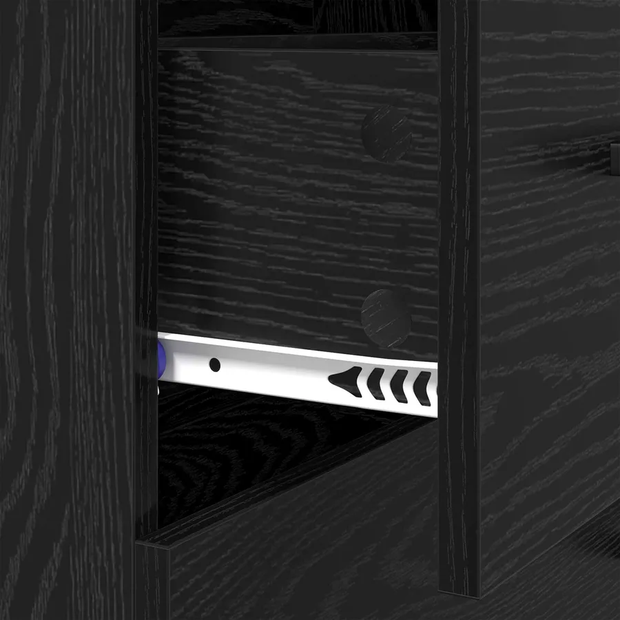 Buffet Chêne noir 69,5 x 34 x 90 cm Bois d'ingénierie et fer - 11