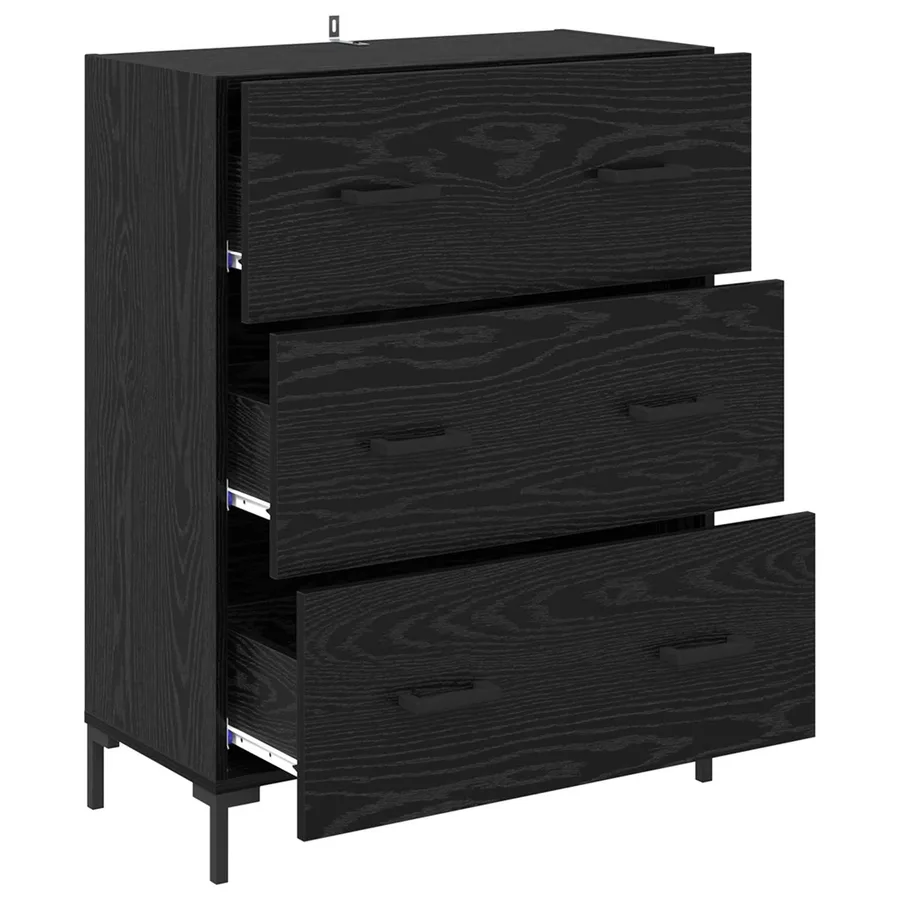 Buffet Chêne noir 69,5 x 34 x 90 cm Bois d'ingénierie et fer - 5