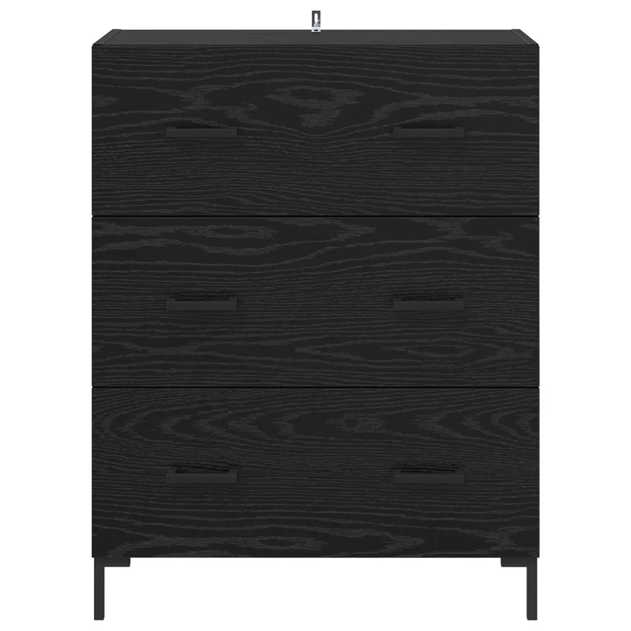 Buffet Chêne noir 69,5 x 34 x 90 cm Bois d'ingénierie et fer - 6