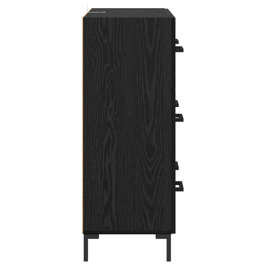 Buffet Chêne noir 69,5 x 34 x 90 cm Bois d'ingénierie et fer - 7
