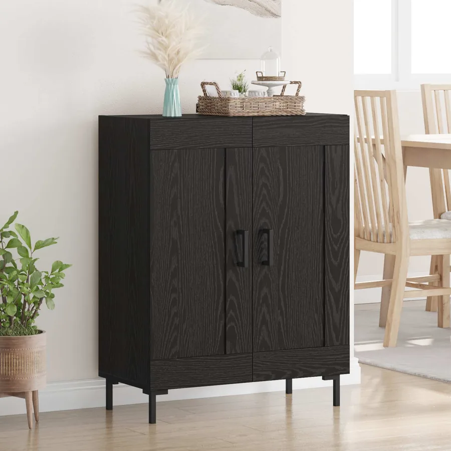 Buffet Chêne noir 69,5 x 34 x 90 cm Bois d'ingénierie et fer