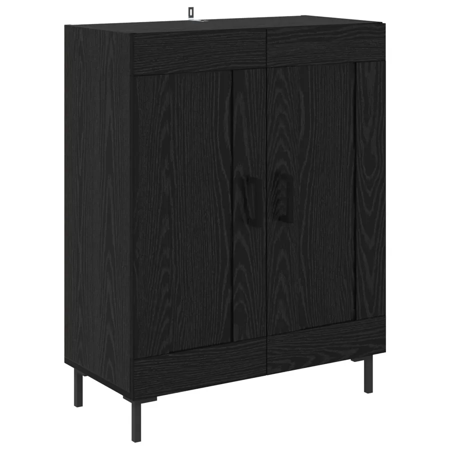 Buffet Chêne noir 69,5 x 34 x 90 cm Bois d'ingénierie et fer - 2