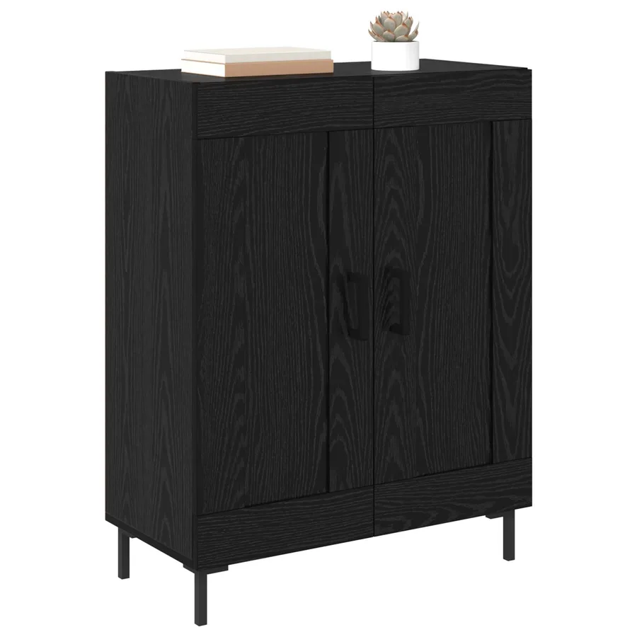 Buffet Chêne noir 69,5 x 34 x 90 cm Bois d'ingénierie et fer - 3