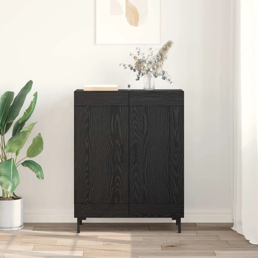 Buffet Chêne noir 69,5 x 34 x 90 cm Bois d'ingénierie et fer - 4