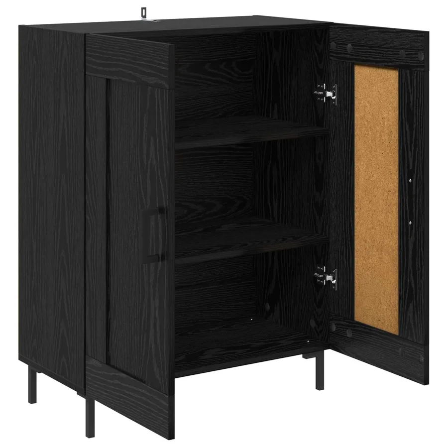 Buffet Chêne noir 69,5 x 34 x 90 cm Bois d'ingénierie et fer - 5