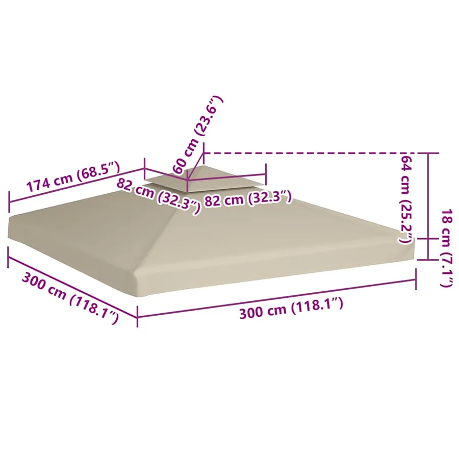 Recouvrement de remplacement d'auvent 310 g/m² Beige 3x3 m - 6