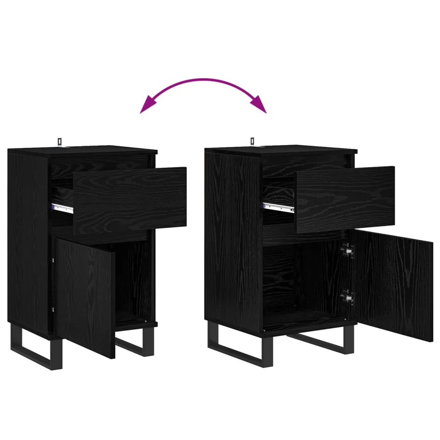 Buffet avec tiroir Chêne noir 35 x 40 x 70 cm Bois d'ingénierie - 12