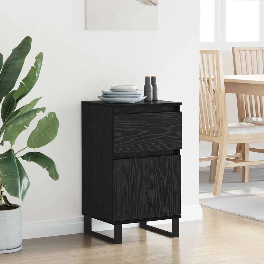 Buffet avec tiroir Chêne noir 35 x 40 x 70 cm Bois d'ingénierie - 4