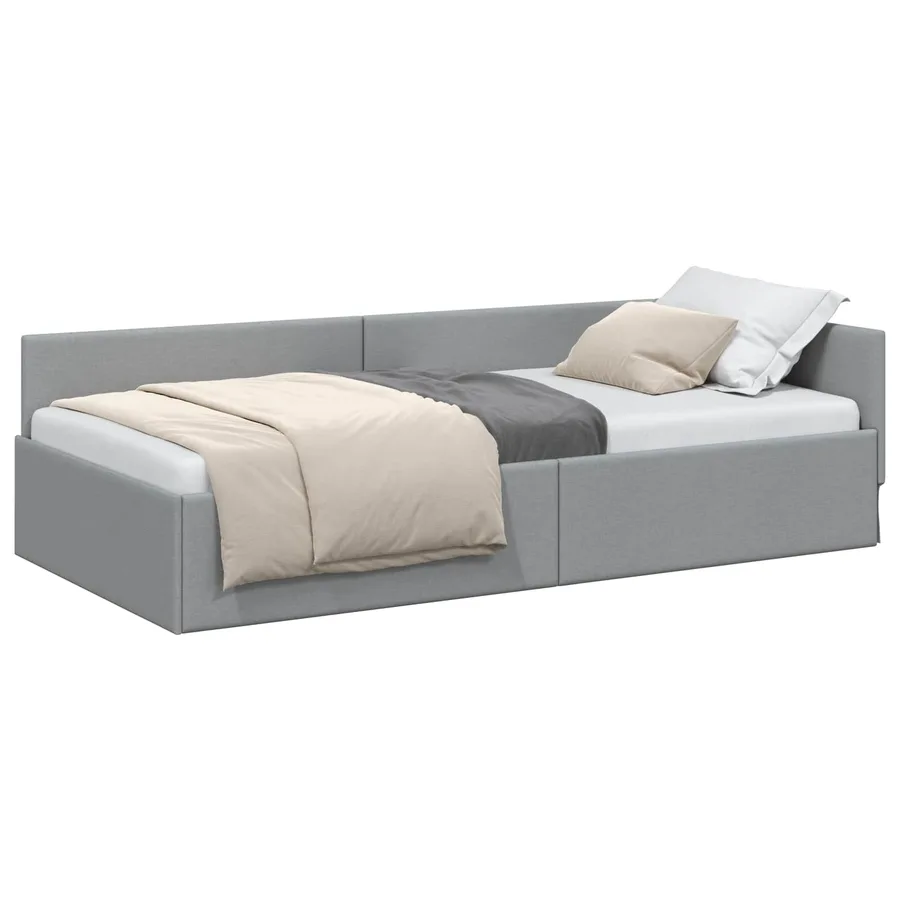 Cadre de lit d'angle Gris clair 80 cm x 200 cm tissu - 2
