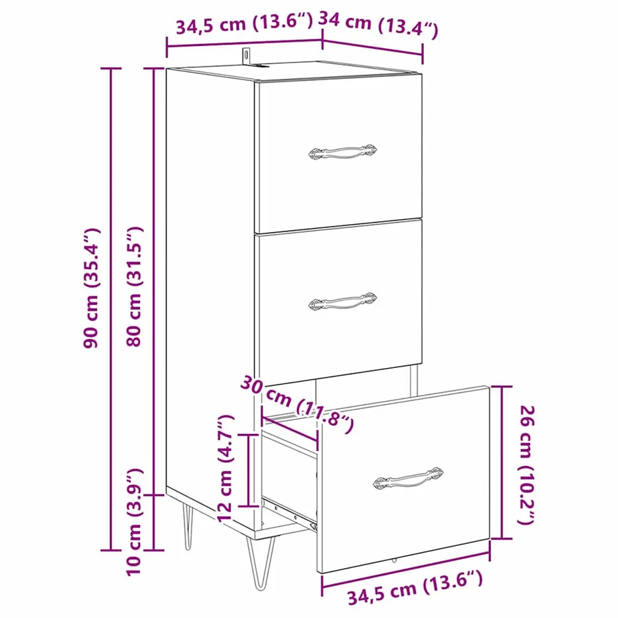 Buffet chêne artisanal 34 x 34,5 x 90 cm Bois d'ingénierie - 15
