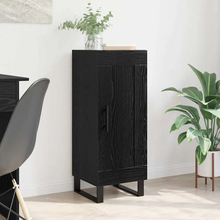 Buffet Chêne noir 34,5 x 34 x 90 cm Bois d'ingénierie et fer