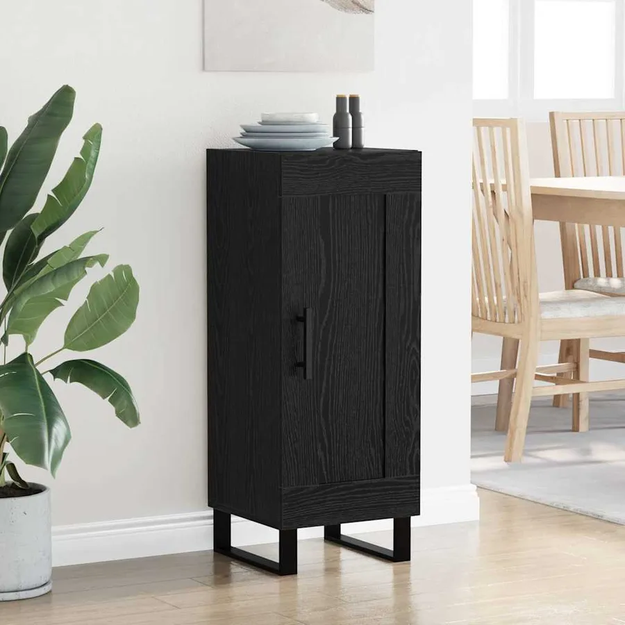 Buffet Chêne noir 34,5 x 34 x 90 cm Bois d'ingénierie et fer - 4