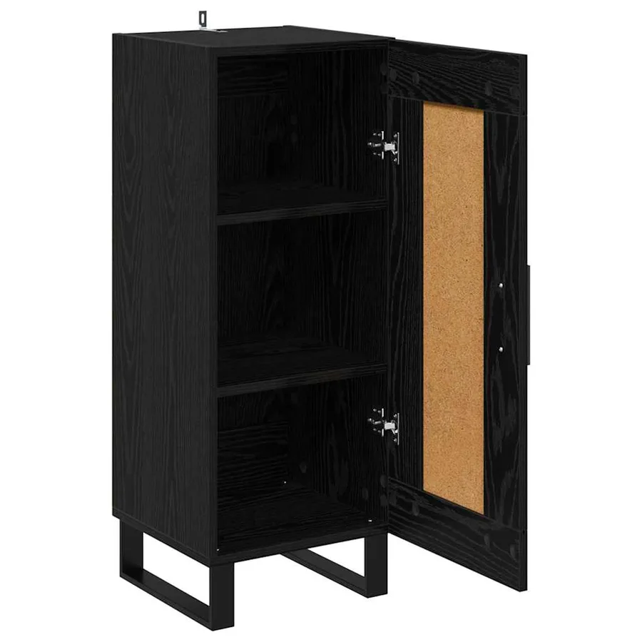 Buffet Chêne noir 34,5 x 34 x 90 cm Bois d'ingénierie et fer - 5
